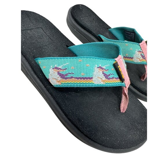 Teva Voya Unicorn Print Flip Flops Comfortable Casual Sandals Girls Size 13 - Picture 2 of 12